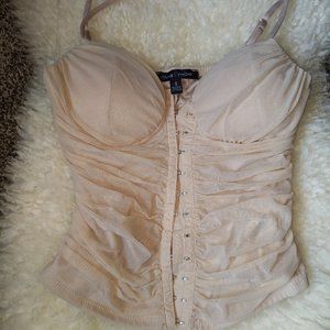 Beige Mesh Moa Moa Corset Style Top Small
